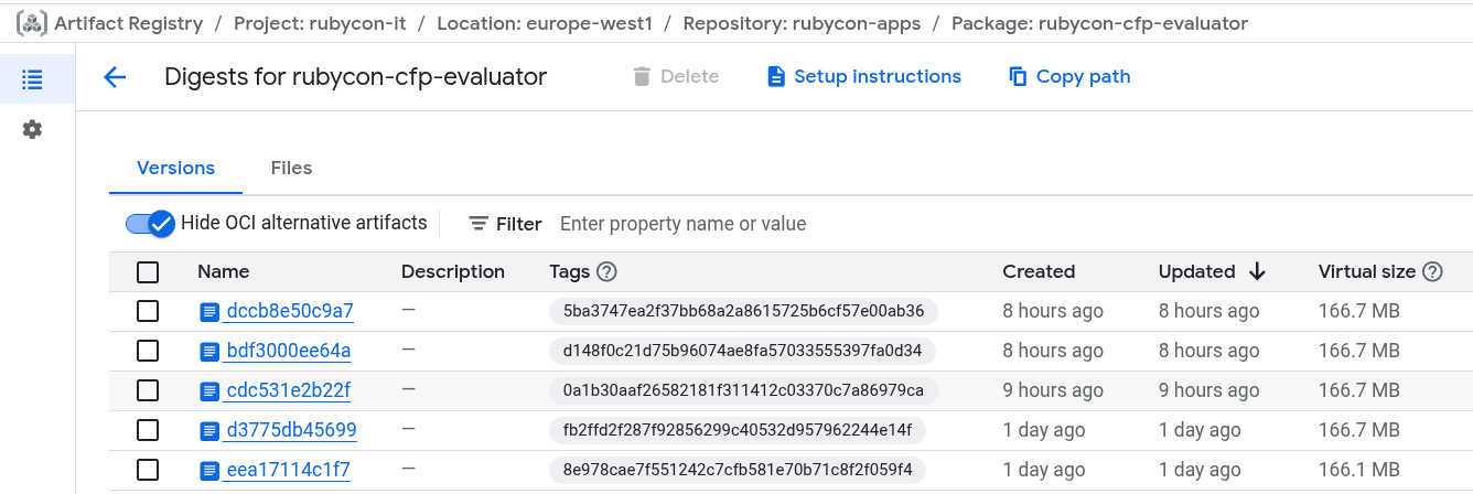 Artifact Registry screenshot