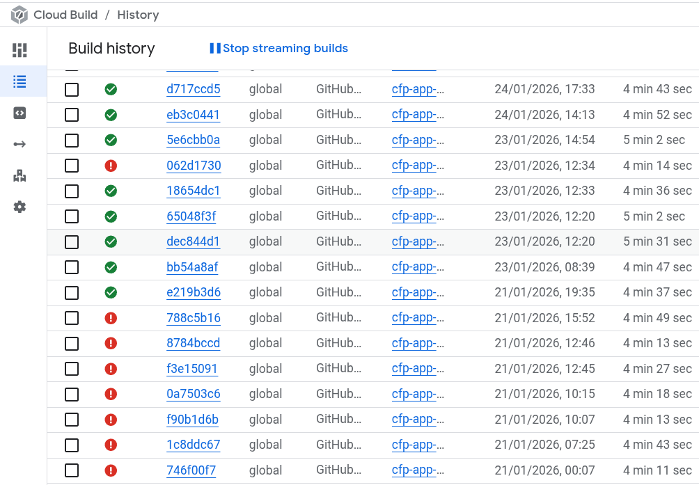 Cloud Build screenshot