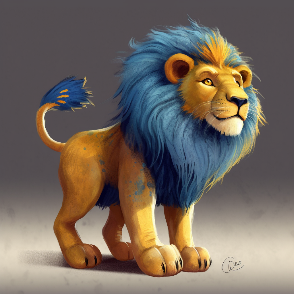 PalladiusFigata_a_blue_and_golden_lion_Pixar_style_5371d8dc-b72d-4ca3-9bf2-c0038267763e