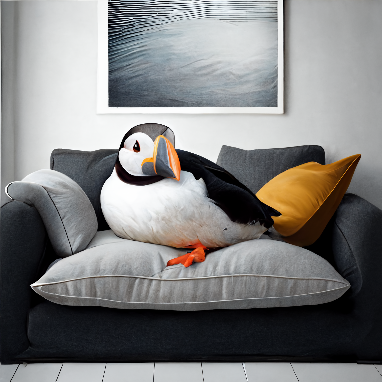 PalladiusPacans_puffin_lying_comfortable_on_a_Ikea_sofa_cc083cc5-b504-482d-8067-c371ec6840f1